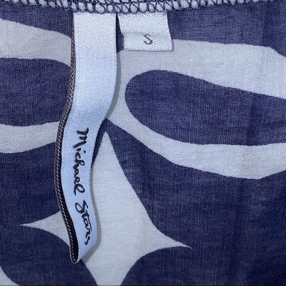 Michael Stars | Navy/White Voile Tile Flower Print V-Neck Pullover Tunic Small - Picture 6 of 9